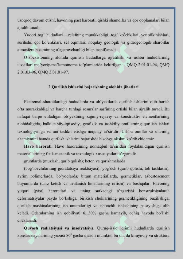 Ekstremal sharoitlarda bino va inshootlarni barpo etish 4