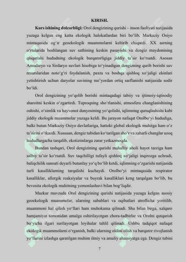 OROL DENGIZINI QURISHI OQIBATIDA KELIB CHIQADIGAN GEOEKOLOGIK MUAMMOLAR.docx 6