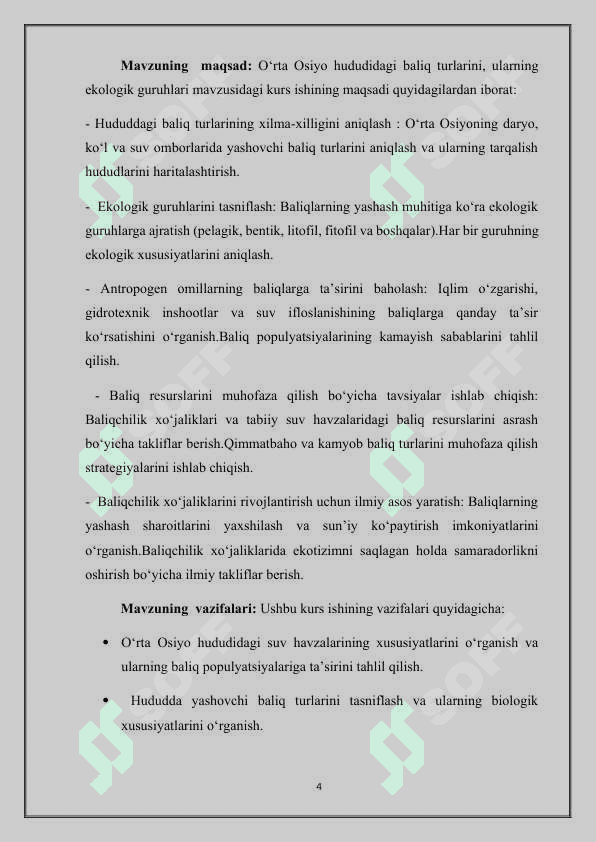 O'RTA OSIYO SUV HAVZALARIDA UCHRAYDIGAN BALIQ TURLARI VA ULARNING EKOLOGIK GURUHLARI.docx 4