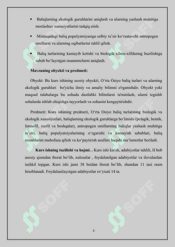 O'RTA OSIYO SUV HAVZALARIDA UCHRAYDIGAN BALIQ TURLARI VA ULARNING EKOLOGIK GURUHLARI.docx 5