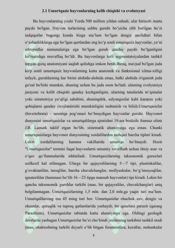 UMURTQASIZ HAYVONLAR DUNYOSINING FILOGENETIK BOG’LANISHI.doc 6