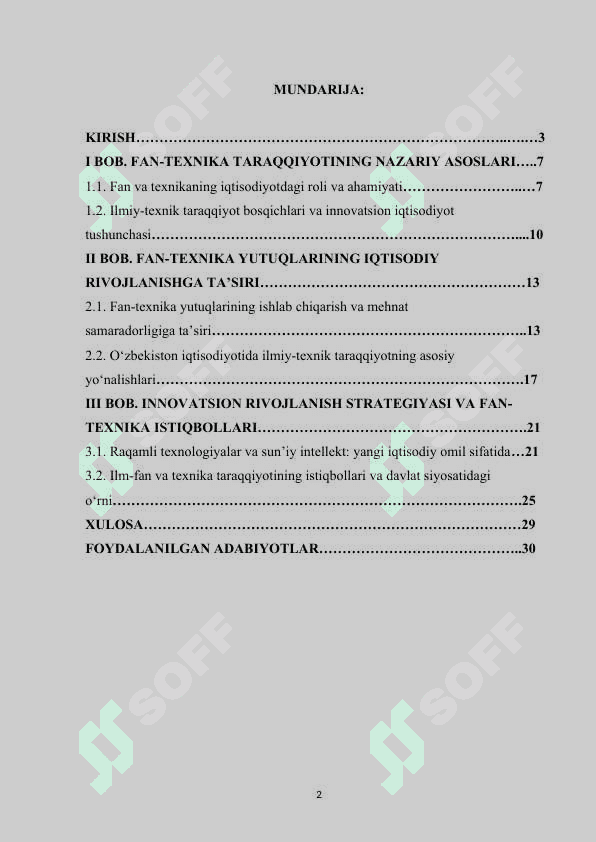 FAN-TEXNIKA TARAQQIYOTI — IQTISODIY RIVOJLANISH OMILI SIFATIDA..doc 2