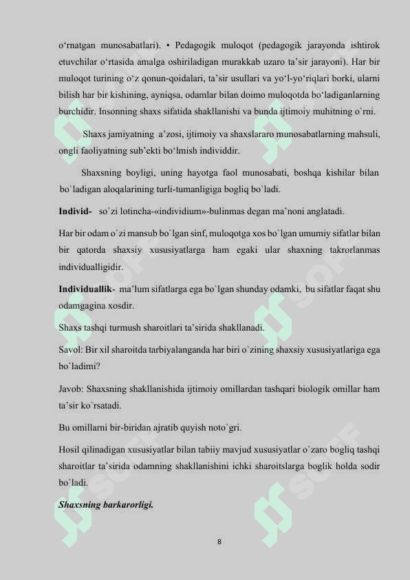 BO‘LAJAK O‘QITUVCHILARDA SHAXSLARARO MUNOSABAT MADANIYATINI SHAKLLANTIRISH 8