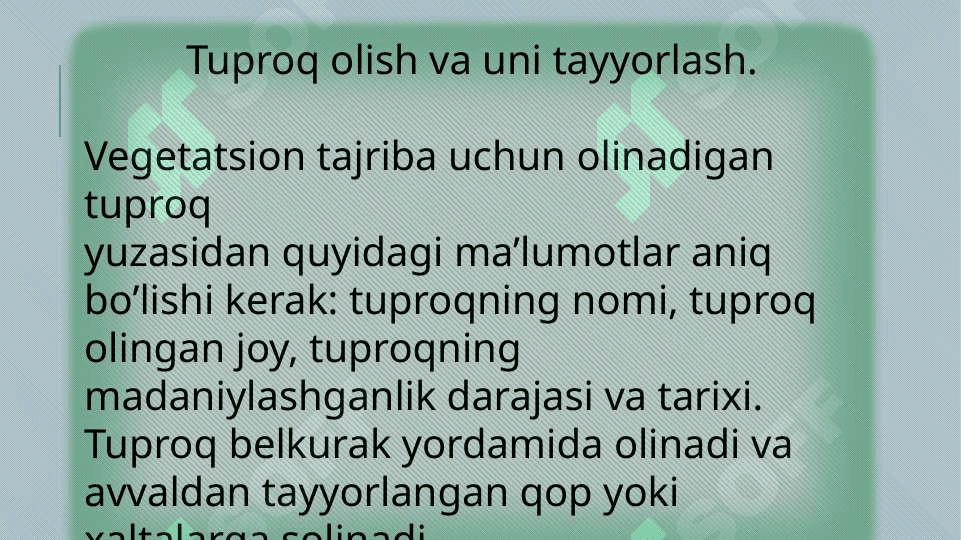 Turoq olish va uni tayyorlash 2