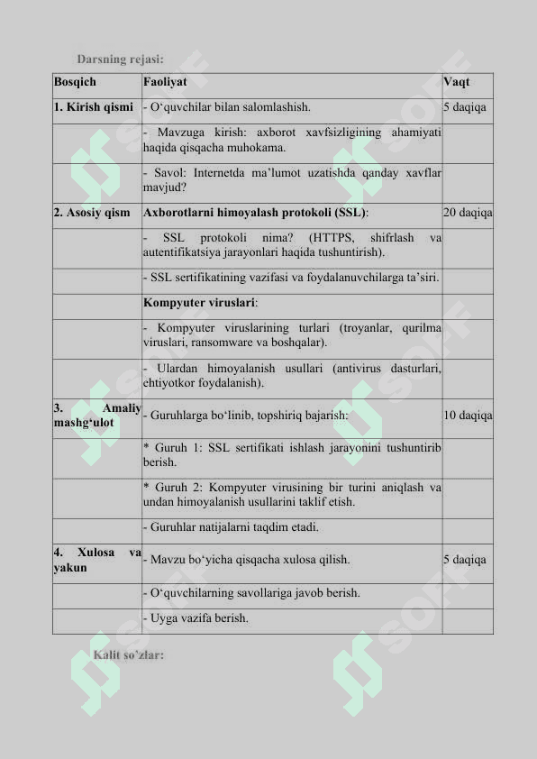 9-sinf informatika fanidan "Axborotlarni himoyalash protokoli (SSL). Kompyuter viruslari" mavzusida tayyorlangan dars ishlanmasi 3