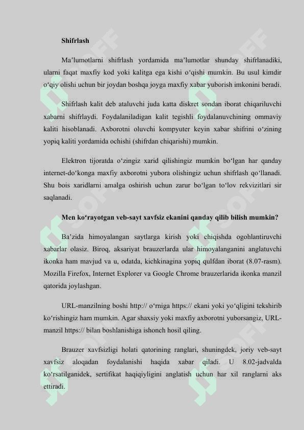 9-sinf informatika fanidan "Axborotlarni himoyalash protokoli (SSL). Kompyuter viruslari" mavzusida tayyorlangan dars ishlanmasi 7