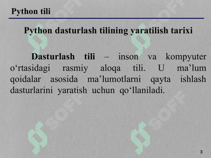 Python dasturlash tili va uning imkoniyatlari 3