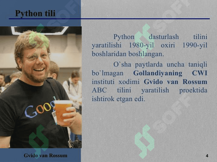 Python dasturlash tili va uning imkoniyatlari 4