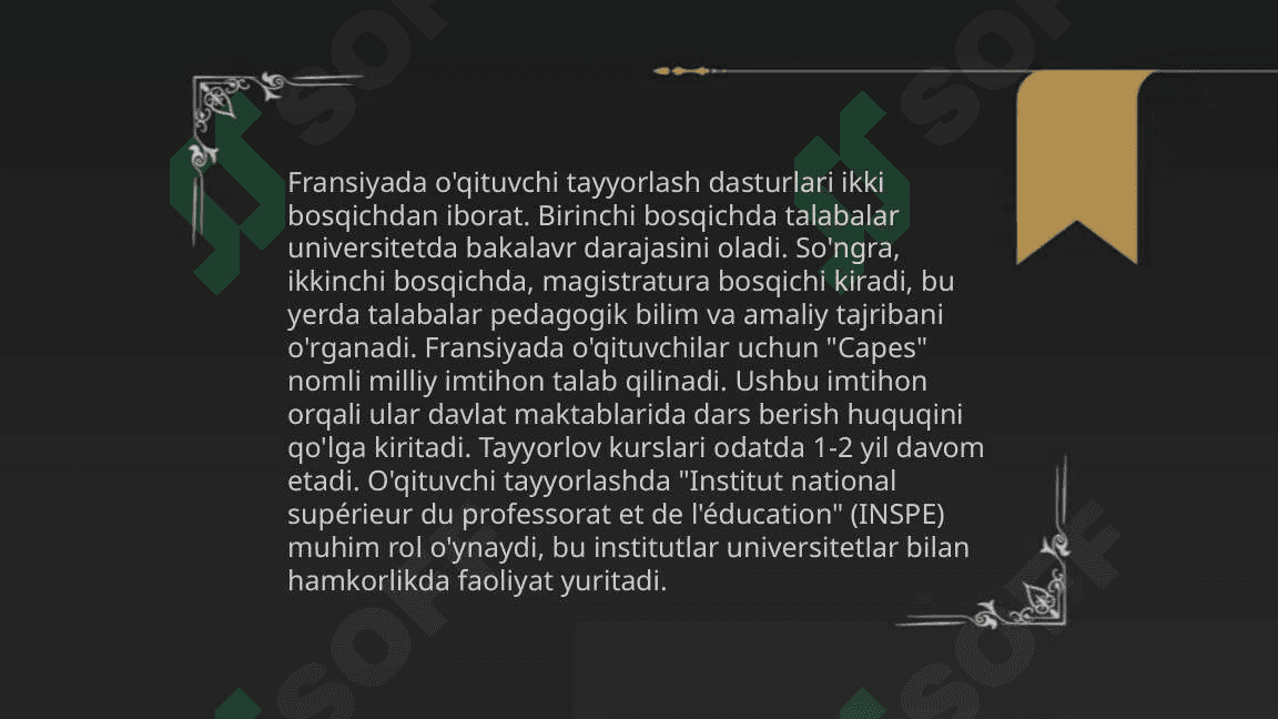 Fransiyada ta'lim siyosatining olib borilishi. Angliya ta'lim tizimi 8