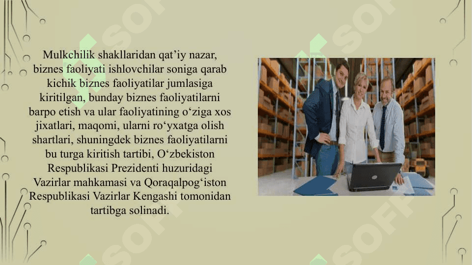 Biznes faoliyatini tashkil etish tartibi 3