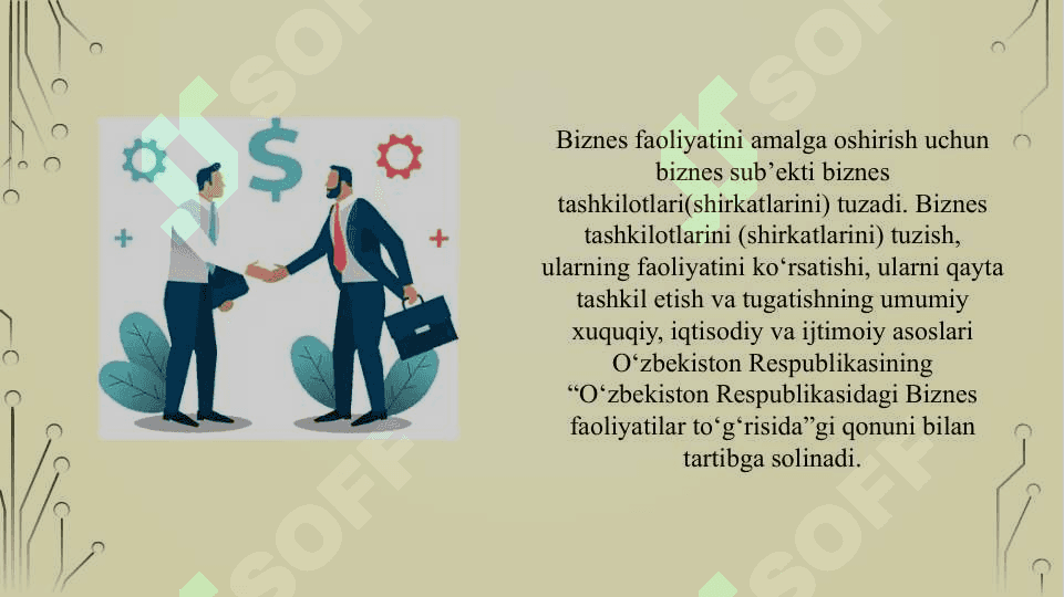 Biznes faoliyatini tashkil etish tartibi 4