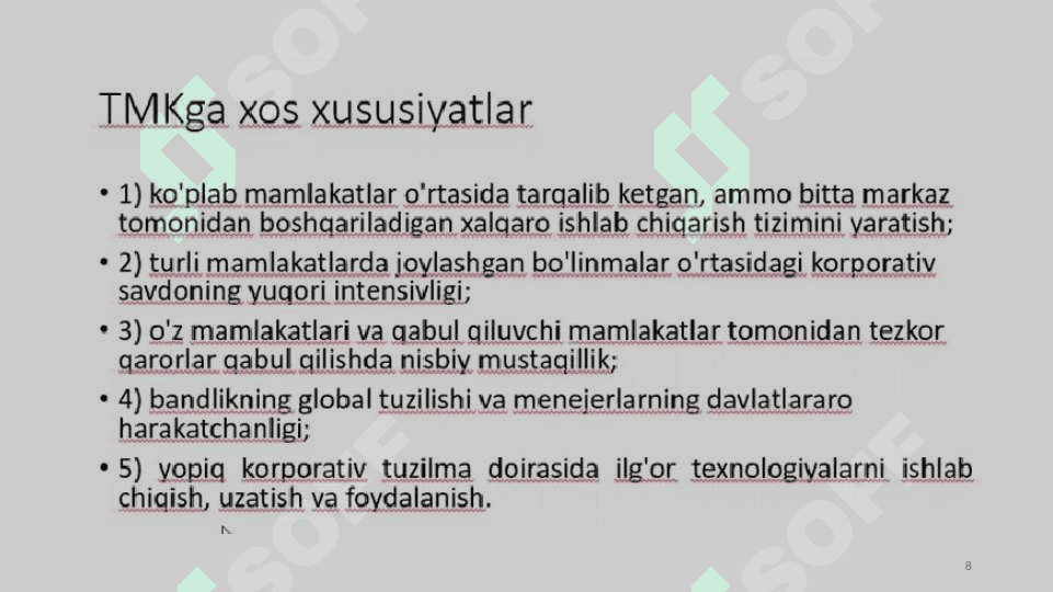 Глобаллашув шароитида трансмиллий корпорациялар 8