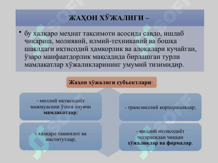 Глобал иқтисодий ривожланиш” фанига кириш 6