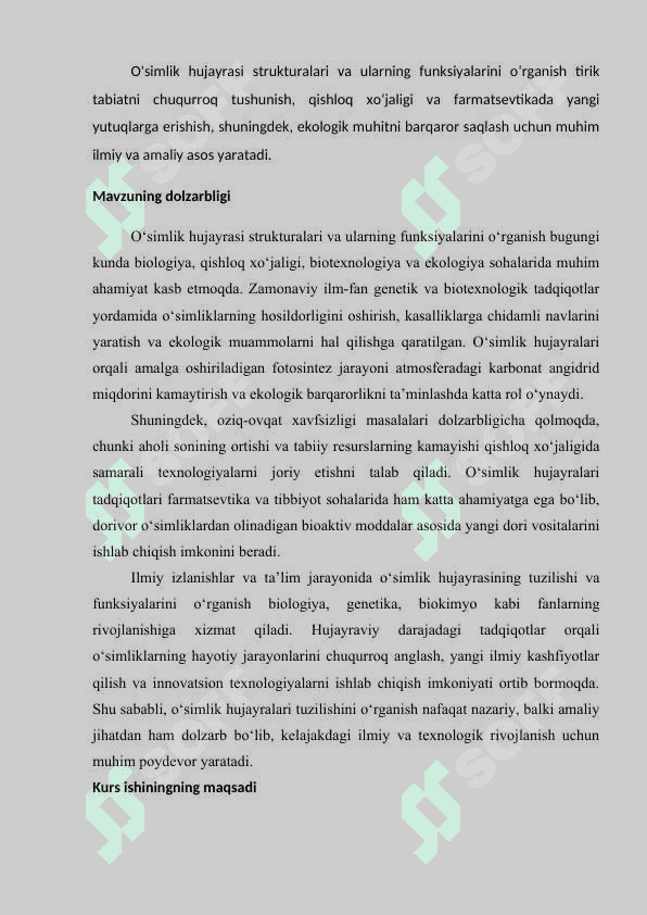 O‘simlik hujayrasi strukturalari va ularning funksiyalari 5