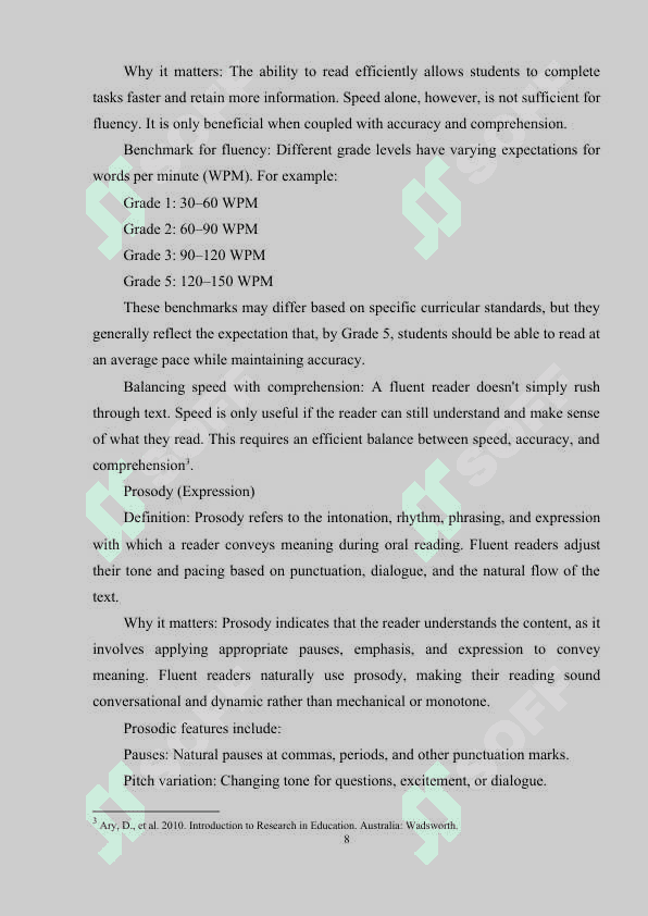 Developing Reading Fluency Using Timed Reading in 5th Grad 8