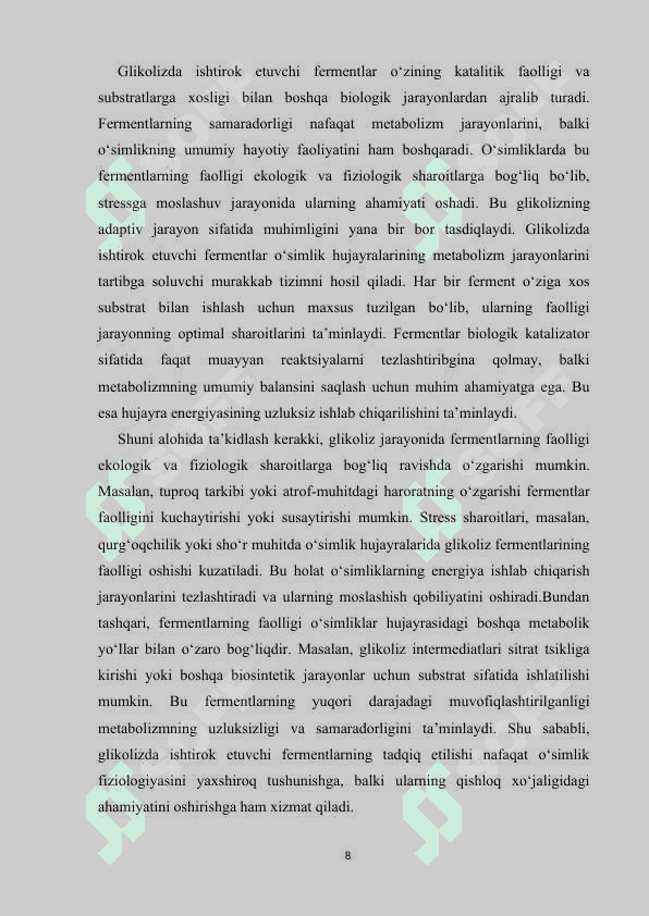 O‘simliklarda glikoliz va uning ahamiyati 8