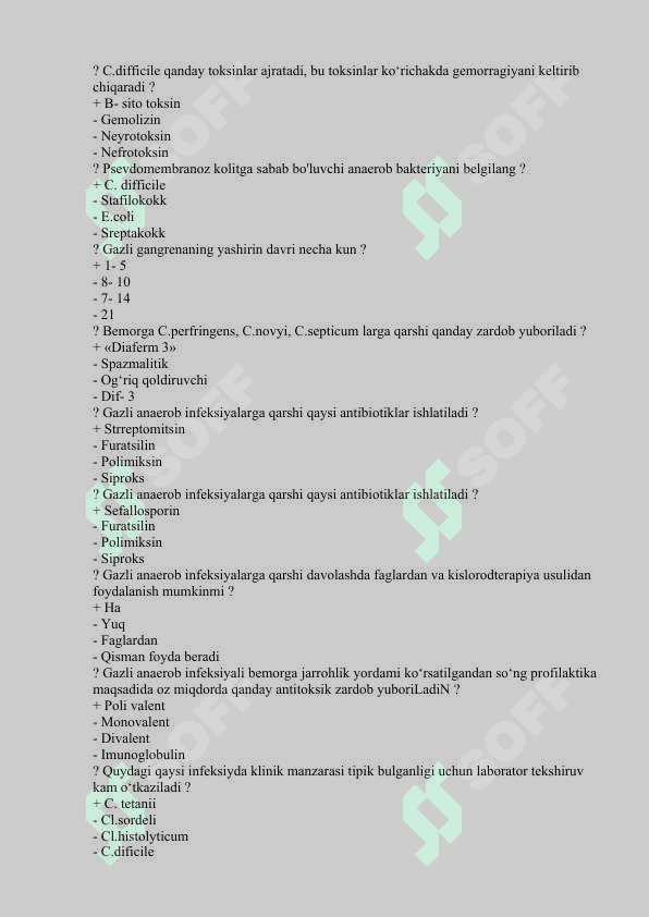 MIKROBIOLOGIYA FANIDAN  TEST  JAVOBLAR BILAN BIRGA 5