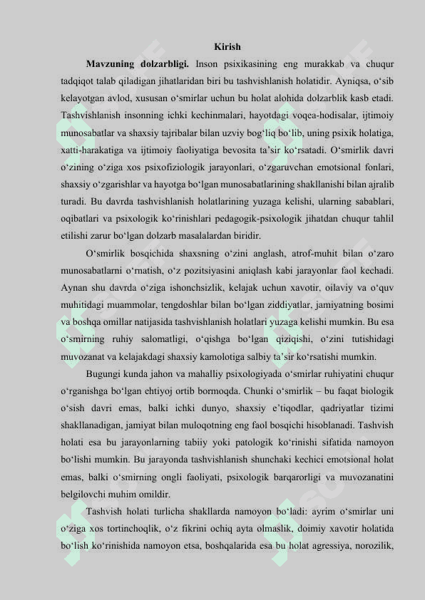 O'SMIRLARDA TASHVISHLANISH SABABLARINI TAHLIL QILISH 2