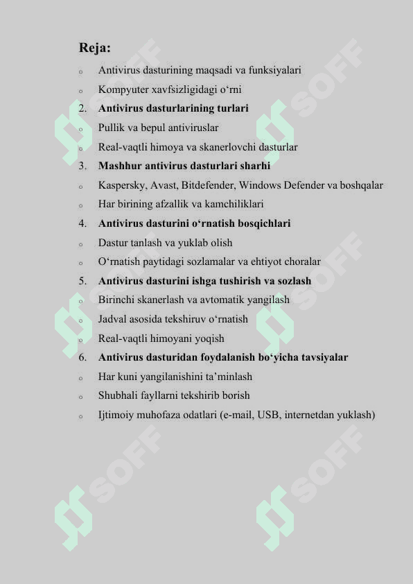 Antivirus dasturlarini ishga tushirish va o‘rnatish 2