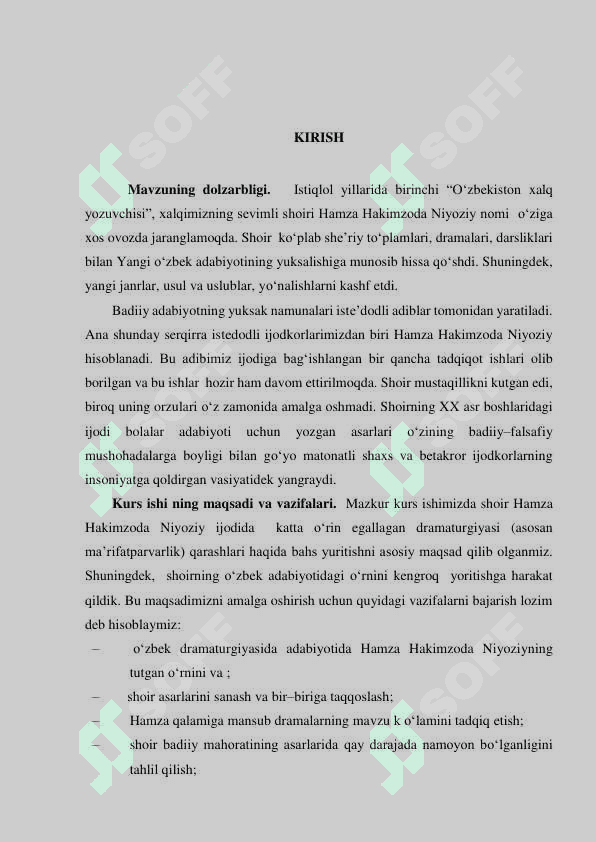 Kurs ishi. Hamza-dramaturg 3