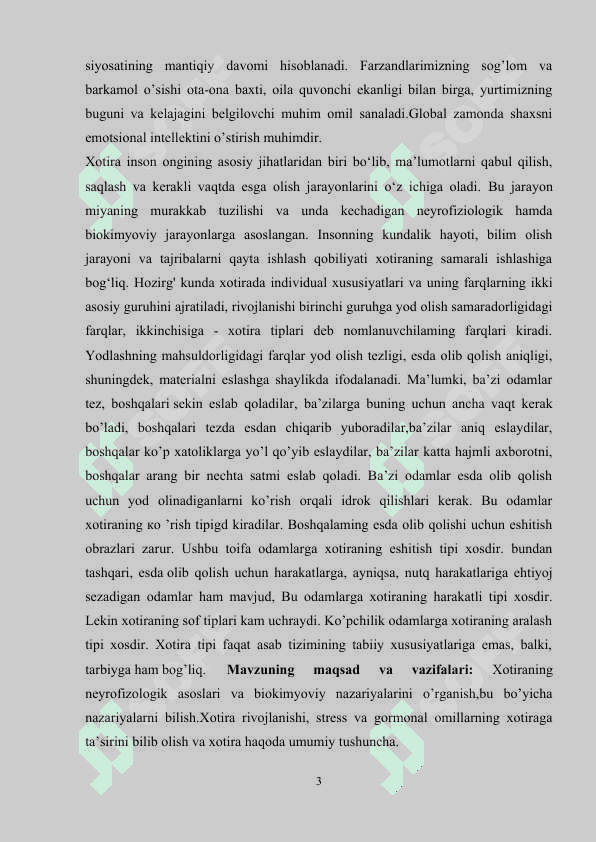 XOTIRANING NEYROFIZIOLOGIK ASOSLARI VA BIOXIMIK NAZARIYALARI 3