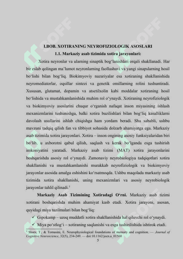 XOTIRANING NEYROFIZIOLOGIK ASOSLARI VA BIOXIMIK NAZARIYALARI 5