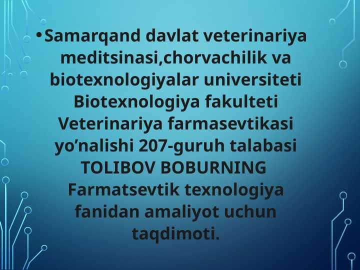 Klinik farmatsiya va farmakokinetika  Yurak faoliyati yetishmovchiligini davolashdaqo’llaniladigan preparatlar