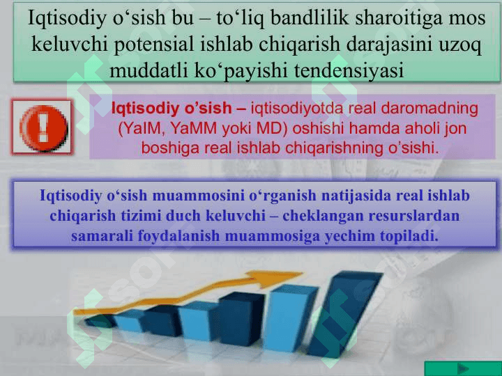 Iqtisodiy о‘sishning umumiy tavsifi va neokeynscha modellari 2