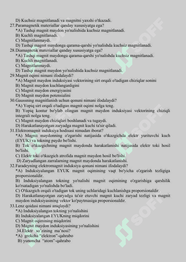 UMUMIY FIZIKA fanidan 500 TEST 4