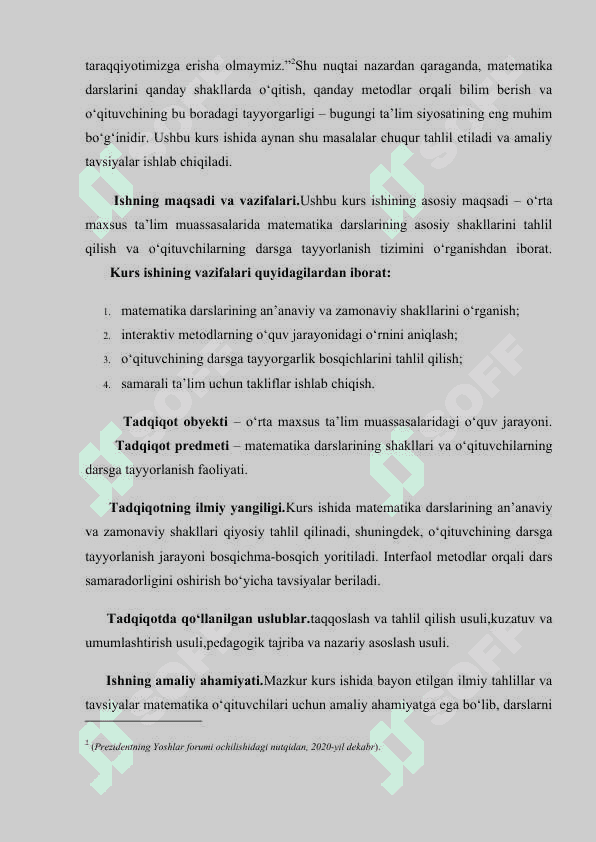 O‘RTA MAXSUS TA’LIM MUASSASALARIDA MATEMATIKA DARSLARINING ASOSIY SHAKLLARI VA O‘QITUVCHILARNING DARSGA TAYYORLANISH TIZIMI 3
