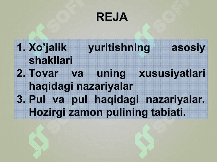 TOVAR-PUL MUNOSABATLARI BOZOR IQTISODIYOTI AMAL QILISHINING ASOSIDIR 2
