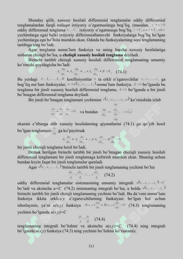 Xususiy hosilali differensial tenglamalar 2