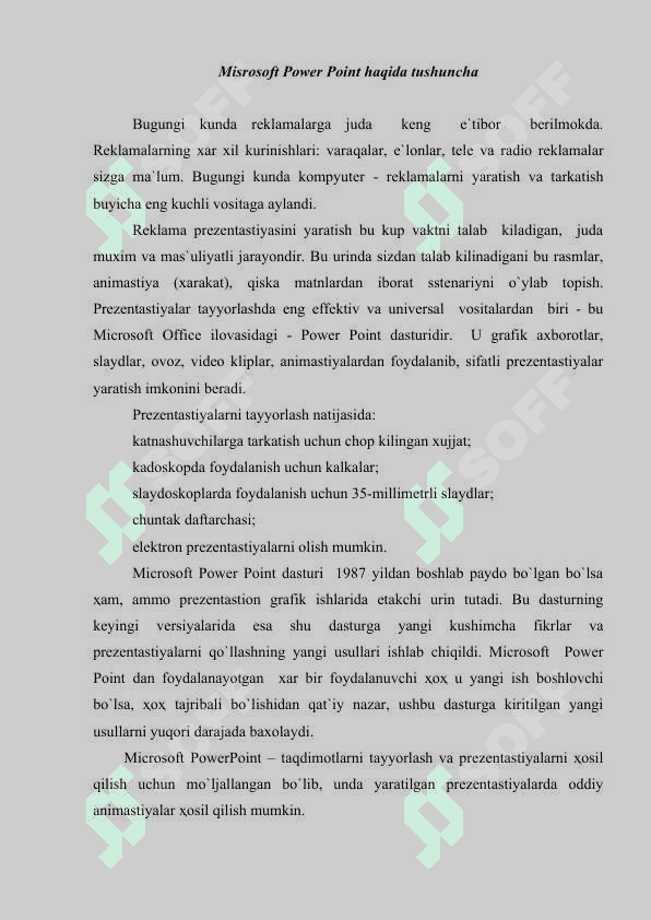 Taqdimot dasturlari PowerPoint va boshqa dasturlarda ishlash 2