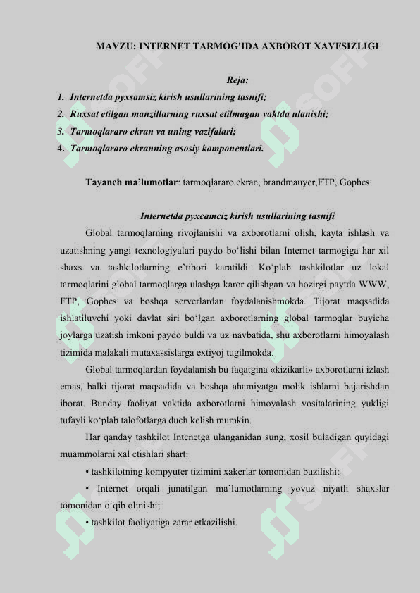 INTERNET TARMOG'IDA AXBOROT XAVFSIZLIGI 2