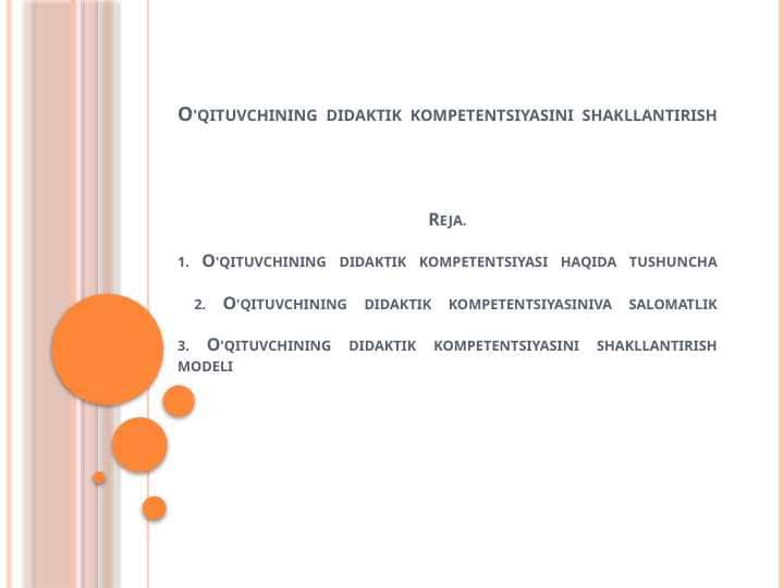 O'qituvchining didaktik kompetentsiyasini shakllantirish
