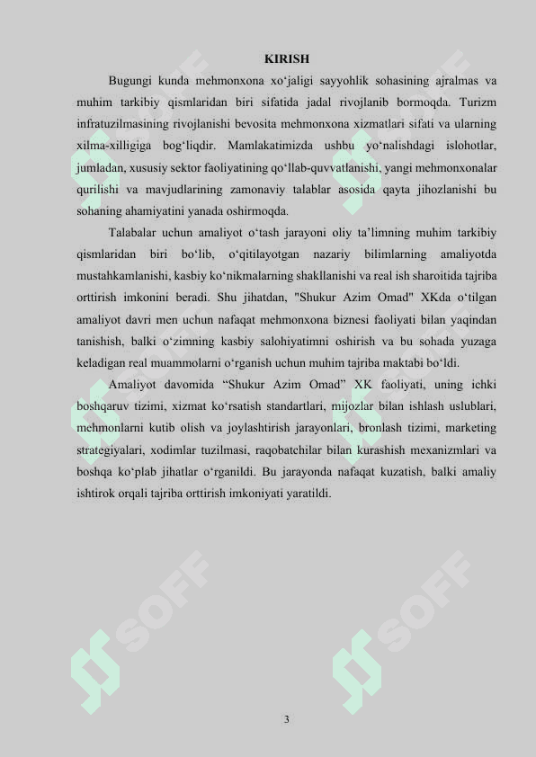 "Shukur Azim omad" XK amaliyot hisoboti 3