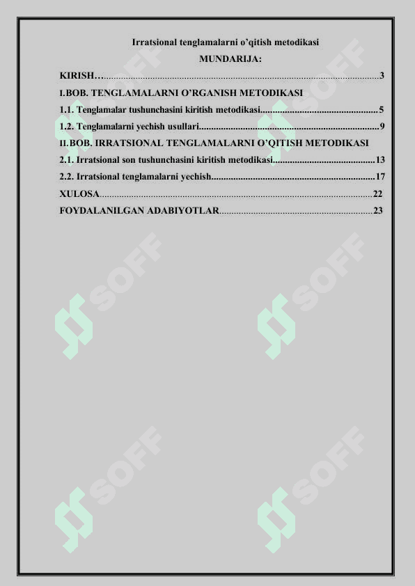 Irratsional tenglamalarni o’qitish metodikasi 2