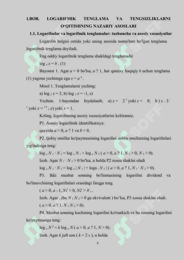 Logarifimik tenglama va tengsizliklarni o’qitish metodikasi 5