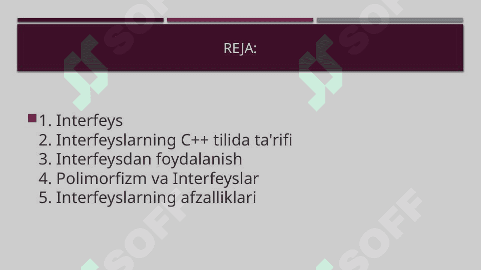 C++ dasturlash tilida interfeyslardan foydalanish 2