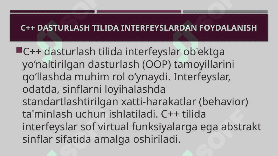 C++ dasturlash tilida interfeyslardan foydalanish 3