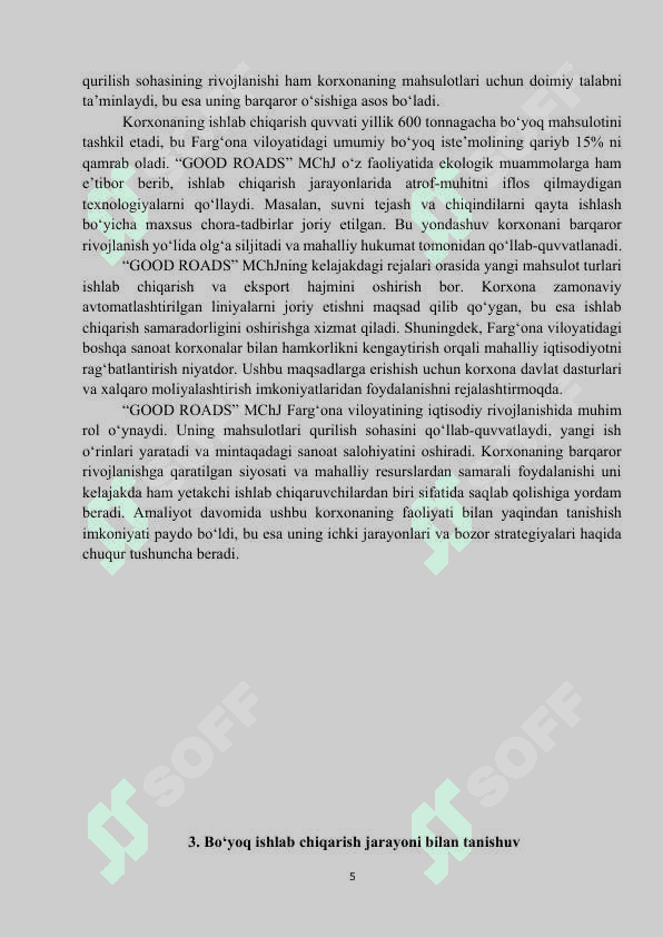 Amaliyot hisoboti Boyoq ishlab chiqaruvchi MCHJ 5