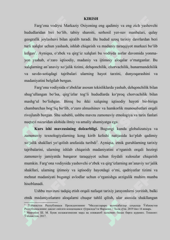 FARG‘ONA VODIYSI O‘ZBEK VA QIRG‘IZLARINING AN’ANAVIY XO‘JALIGI kurs ishi 2