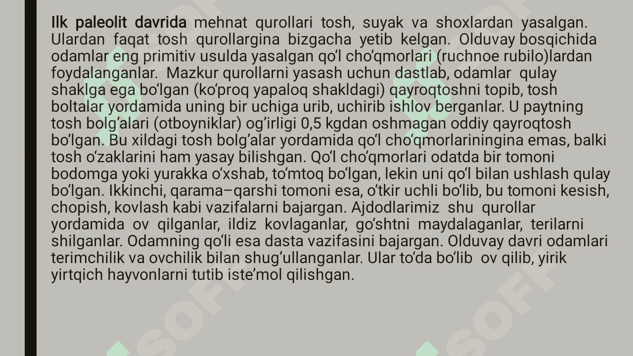 Paleolit davri va uning o‘rganilishi. 7