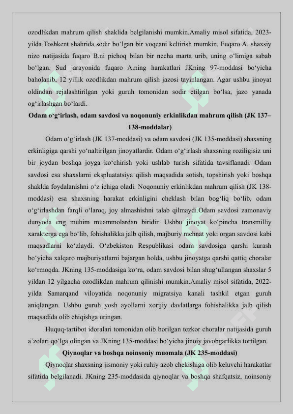Shaxs, tinchlik va  insoniyat  xavfsizligiga qarshi jinoyatlar 25 4