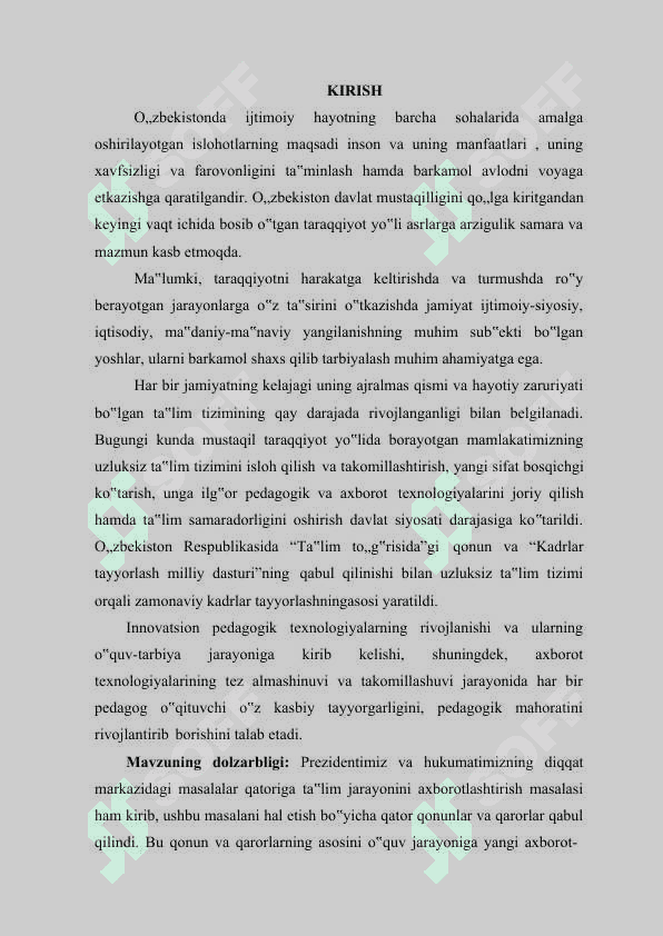 UMUMIY O'RTA TA'LIM MAKTABLARIDA “INFORMATIKA VA AXBOROT TEXNOLOGIYALARI”NI O„QITISHDA INNOVATSION TA'LIM TEXNOLOGIYALARIDAN FOYDALANISH METODIKASI 4