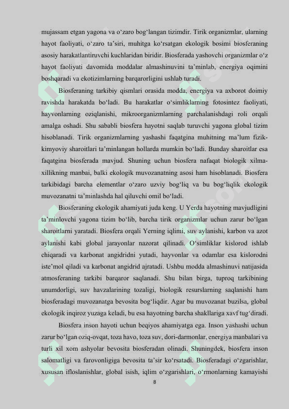 Biosferaning ifloslanishi va uning oldini olish masalasi 8