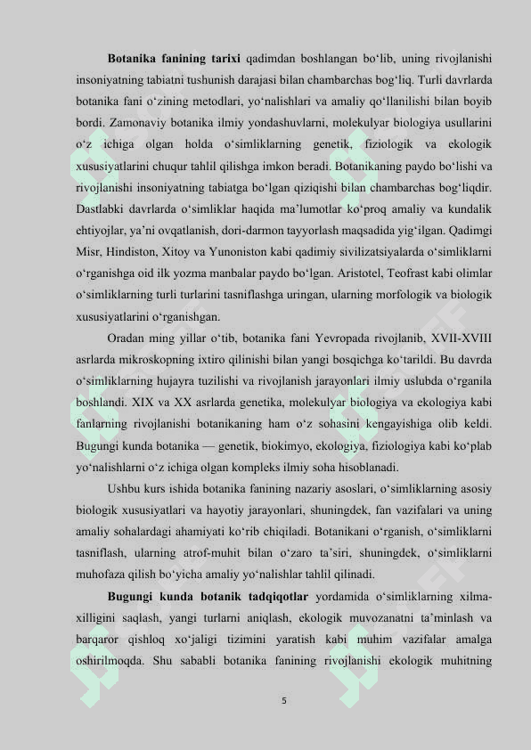 Botanika fanining vazifalari 5