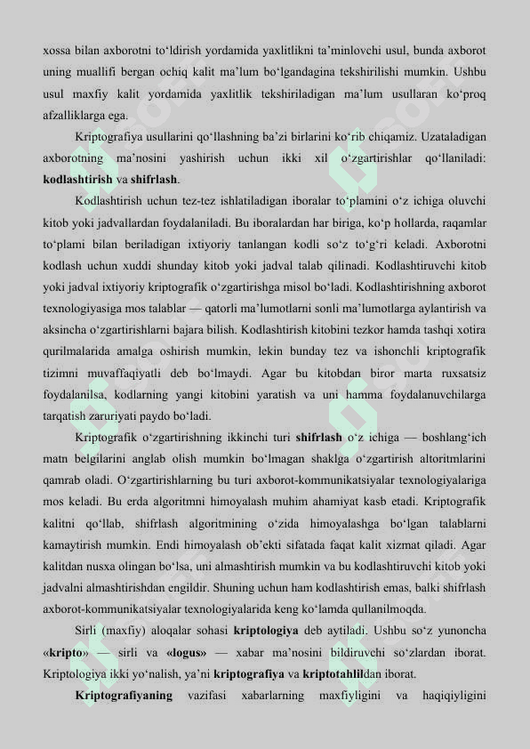 Axborotlarni kriptografik himoyalash usullari 3