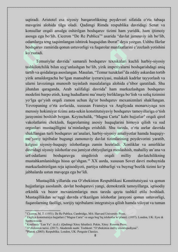 “ZAMONAVIY DAVLATLARNING BOSHQARUV SHAKLLARI ”  mavzusida tayyorlagan KURS ISHI 8
