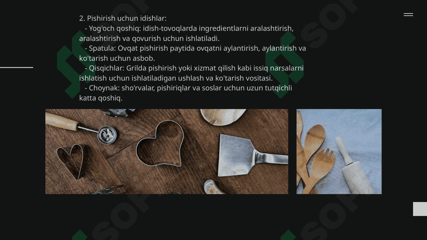 OSHXONA IDISHLARINING TURLARI 3